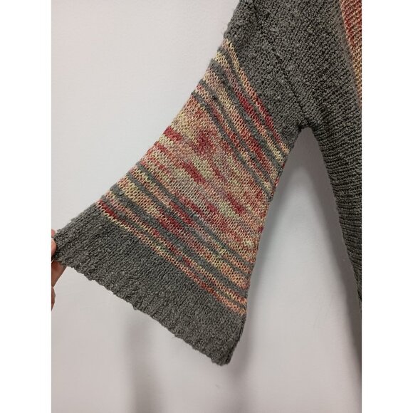 Easel Womens BOHO Duster Cardigan S/M Orange Gray Flare Sleeve Hippie - Picture 3 of 8